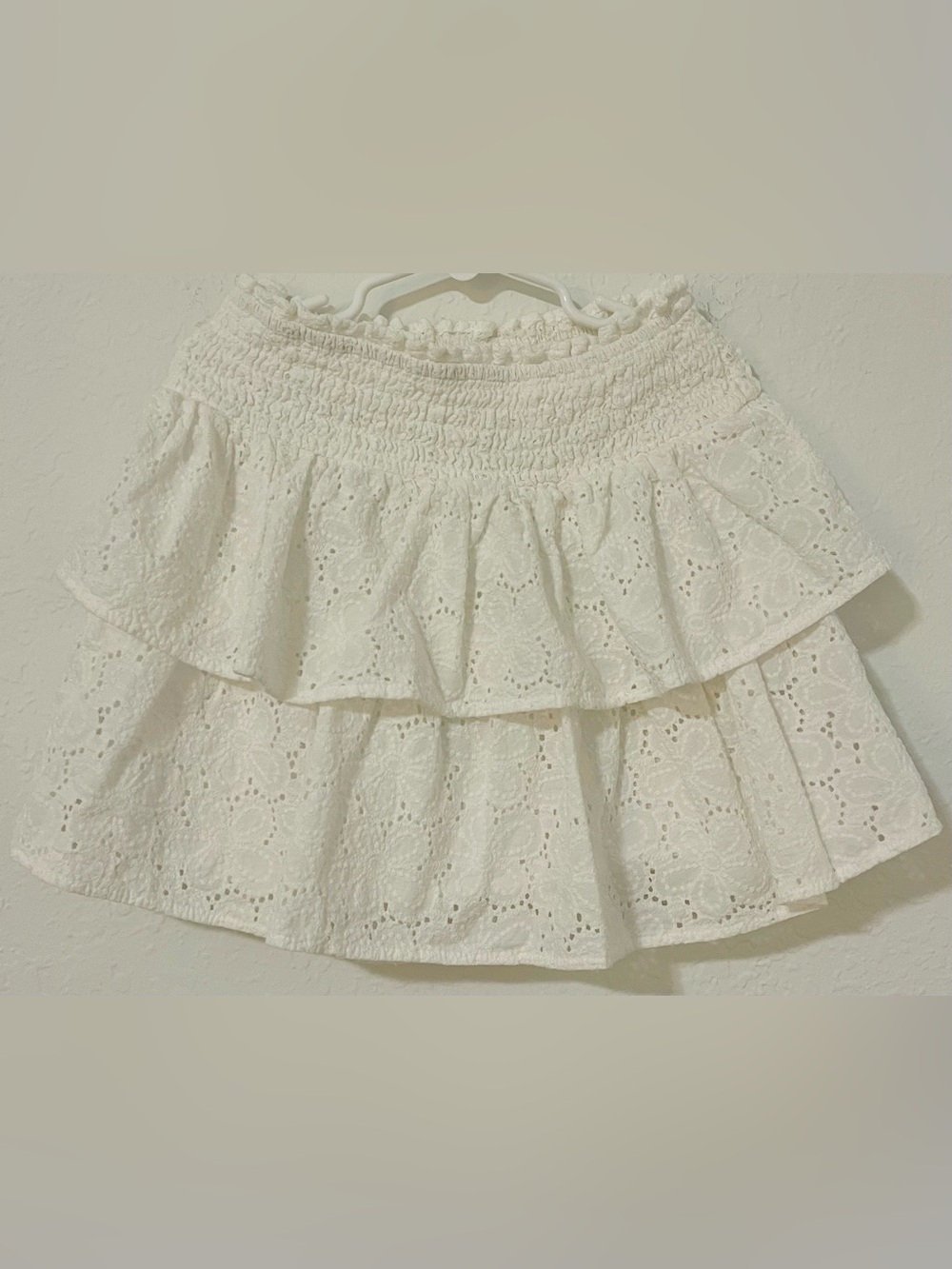 art class White Eyelet Tiered Smocked Waist Skirt